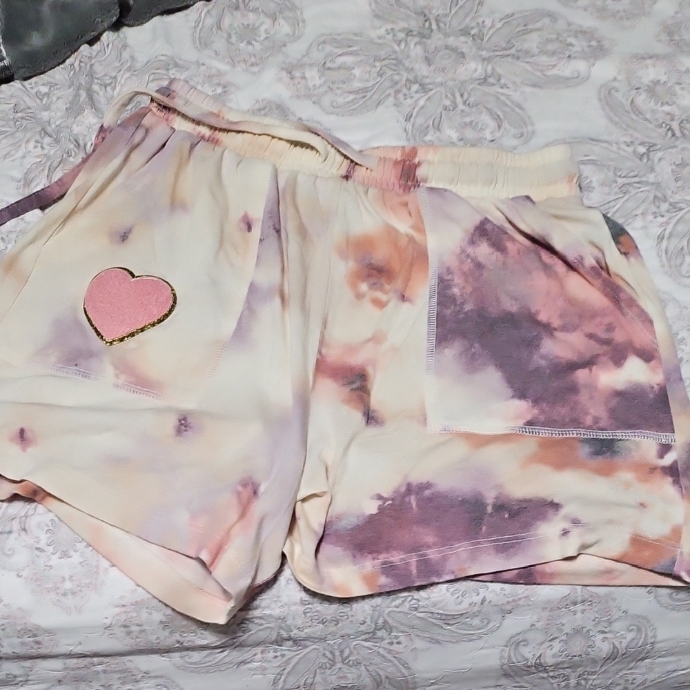Judith MARCH Tie-Dye Lounge Shorts with Heart Patch